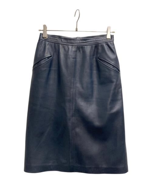 LOEWE（ロエベ）LOEWE (ロエベ) ナッパレザータイトスカート ネイビー サイズ:42の古着・服飾アイテム