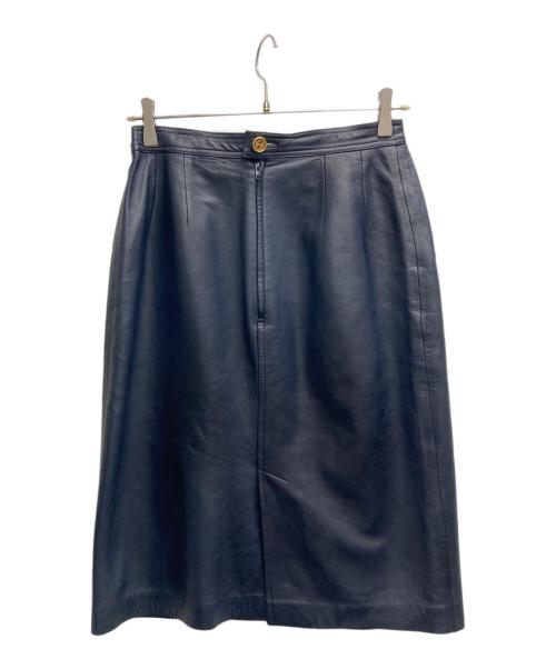 LOEWE（ロエベ）LOEWE (ロエベ) ナッパレザータイトスカート ネイビー サイズ:42の古着・服飾アイテム