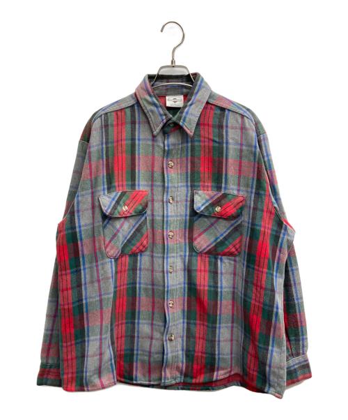 FREE COUNTRY（フリーカントリ）FREE COUNTRY (フリーカントリ) ネルシャツ グレー×グリーン×レッド サイズ:Lの古着・服飾アイテム