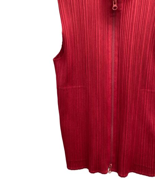 PLEATS PLEASE（プリーツプリーズ）PLEATS PLEASE (プリーツプリーズ) ダブルジッププリーツベスト レッド サイズ:3の古着・服飾アイテム