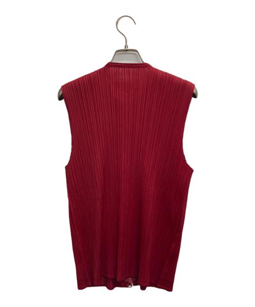 PLEATS PLEASE（プリーツプリーズ）PLEATS PLEASE (プリーツプリーズ) ダブルジッププリーツベスト レッド サイズ:3の古着・服飾アイテム