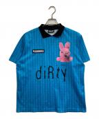 SONIC YOUTH×PLEASURESソニックユース×プレジャーズ）の古着「バニーサッカーゲームシャツ」｜ブルー