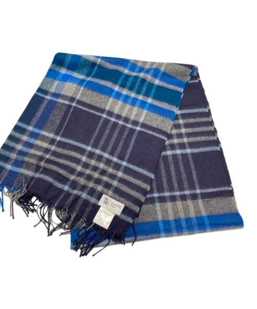 JOHNSTONS OF ELGIN（ジョンストンズオブエルガン）JOHNSTONS OF ELGIN (ジョンストンズオブエルガン) 大判ストール ブルー×ネイビーの古着・服飾アイテム