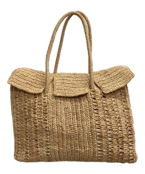 MAISON N.H PARIS（メゾン・エヌ・アッシュ・パリ）MAISON N.H PARIS (メゾン・エヌ・アッシュ・パリ) 内ポケット付きフラップトート カゴバッグ ベージュの古着・服飾アイテム