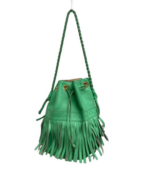 J&M DAVIDSON（ジェイ＆エム デヴィッドソン）J&M DAVIDSON (ジェイ＆エム デヴィッドソン) カーニバル フリンジ 巾着バッグ 黄緑の古着・服飾アイテム