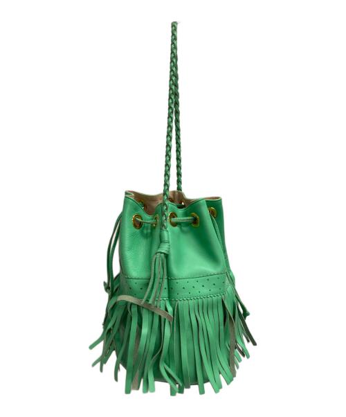 J&M DAVIDSON（ジェイ＆エム デヴィッドソン）J&M DAVIDSON (ジェイ＆エム デヴィッドソン) カーニバル フリンジ 巾着バッグ 黄緑の古着・服飾アイテム