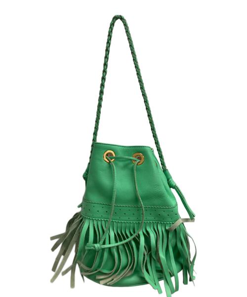 J&M DAVIDSON（ジェイ＆エム デヴィッドソン）J&M DAVIDSON (ジェイ＆エム デヴィッドソン) カーニバル フリンジ 巾着バッグ 黄緑の古着・服飾アイテム