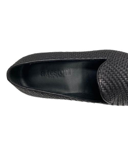 a.testoni（アテストーニ）a.testoni (アテストーニ) 編み込みシューズ ブラック サイズ:7 未使用品の古着・服飾アイテム