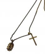 DOLCE & GABBANAドルチェ＆ガッバーナ）の古着「ロングネックレス クロス コイン」｜ゴールド×シルバーカラー