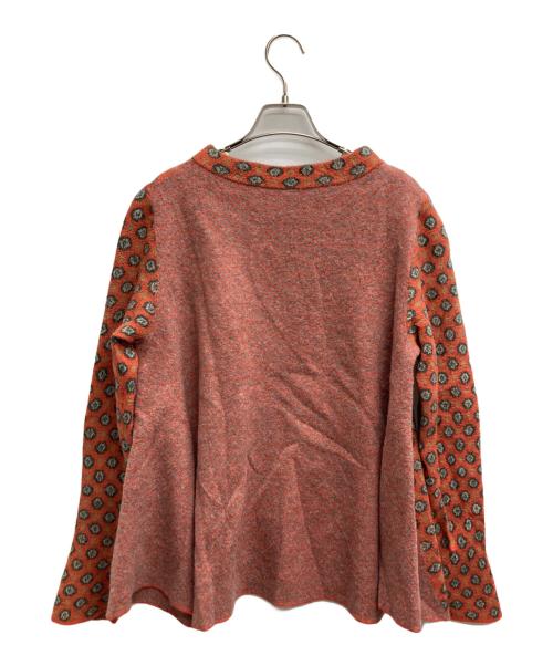 45R（フォーティファイブ・アール）45R (フォーティファイブ・アール) フロートダブルジャガードのフレアセーター オレンジの古着・服飾アイテム