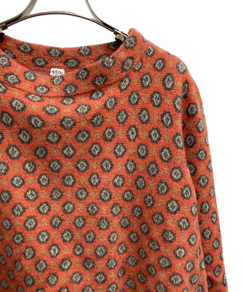 45R（フォーティファイブ・アール）45R (フォーティファイブ・アール) フロートダブルジャガードのフレアセーター オレンジの古着・服飾アイテム