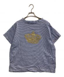 45R（フォーティファイブ・アール）の古着「ヒッコリーのクラウンプリントTシャツ」｜スカイブルー