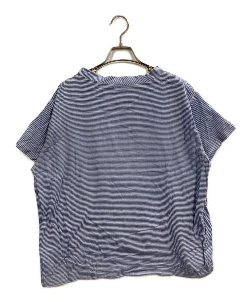45R（フォーティファイブ・アール）45R (フォーティファイブ・アール) ヒッコリーのクラウンプリントTシャツ スカイブルーの古着・服飾アイテム