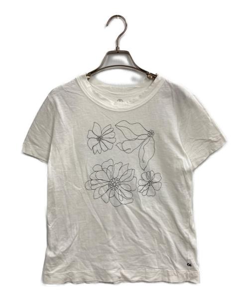 45R（フォーティファイブ・アール）45R (フォーティファイブ・アール) フラワーモチーフTシャツ ホワイト サイズ:2の古着・服飾アイテム