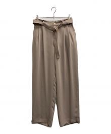 CULLNI（クルニ）の古着「Double Satin 2 Tuck Wide Pants with Long Belt」｜ベージュ