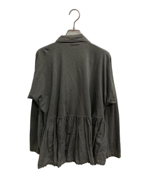 45R（フォーティファイブ・アール）45R (フォーティファイブ・アール) スーピマ天竺のカシュクールコットンブラウス グレーの古着・服飾アイテム