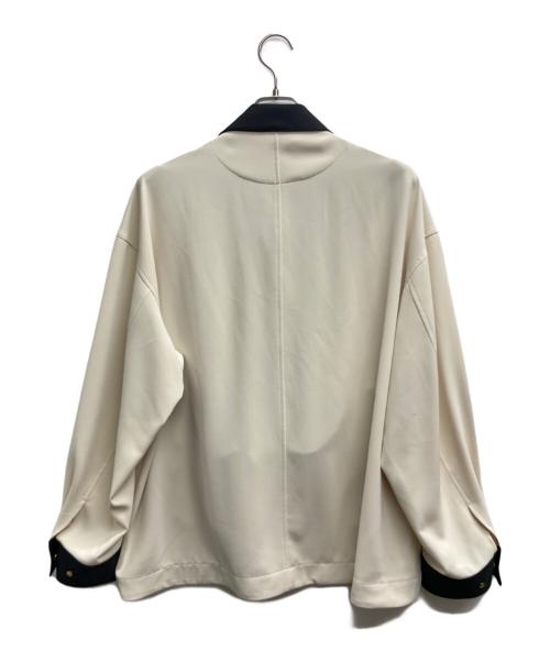 Lui's（ルイス）Lui's (ルイス) クレリック切替ジップシャツブルゾン アイボリー サイズ:Mの古着・服飾アイテム