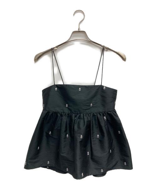 ne quittez pas（ヌキテパ）ne quittez pas (ヌキテパ) TOMORROW LAND (トゥモローランド) BLACK POPLIN ORGANZE キャミソールトップス ブラック サイズ:記載なし（実寸サイズを参照ください）の古着・服飾アイテム