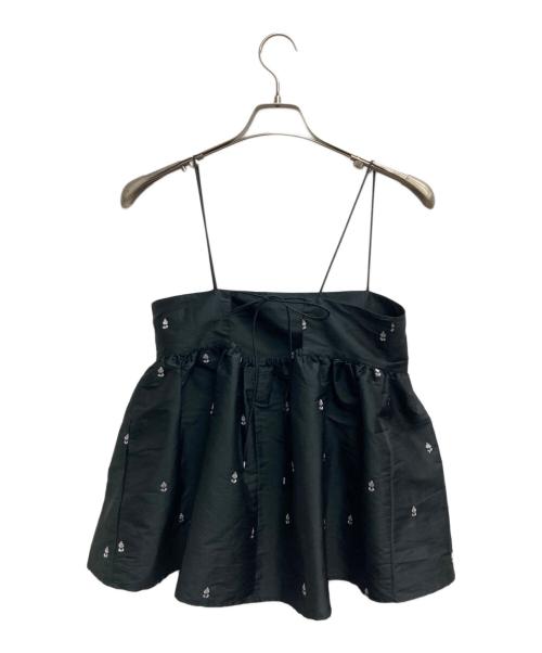 ne quittez pas（ヌキテパ）ne quittez pas (ヌキテパ) TOMORROW LAND (トゥモローランド) BLACK POPLIN ORGANZE キャミソールトップス ブラック サイズ:記載なし（実寸サイズを参照ください）の古着・服飾アイテム