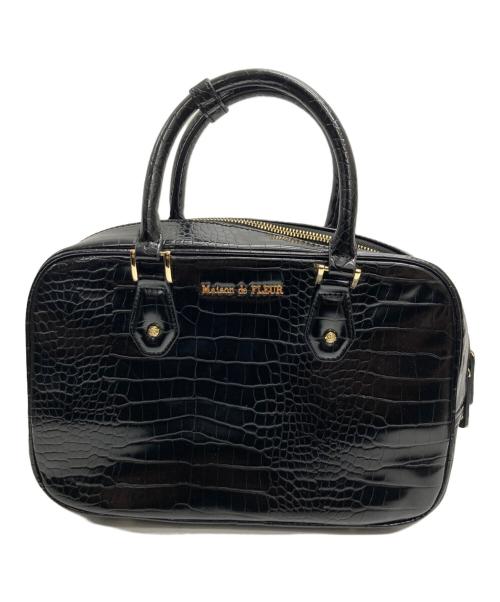 Maison de FLEUR（メゾンドフルール）Maison de FLEUR (メゾンドフルール) クロコ型押しバッグ ブラックの古着・服飾アイテム