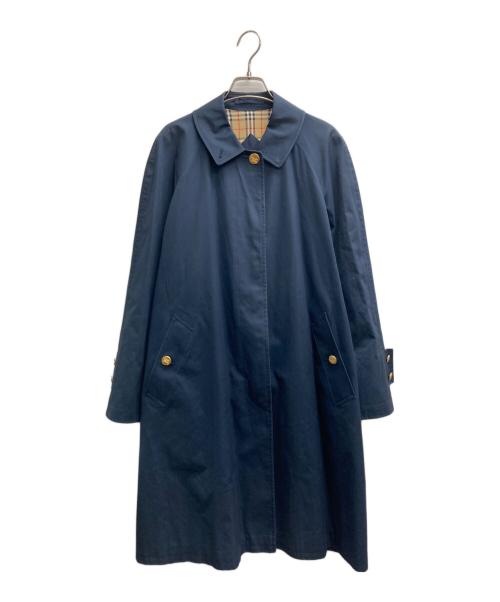 Burberry's（バーバリー）Burberry's (バーバリーズ) 金釦裏ノバチェックステンカラーコート ネイビー サイズ:9ARの古着・服飾アイテム