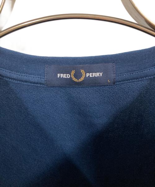 FRED PERRY（フレッドペリー）FRED PERRY (フレッドペリー) ストライプ クレープ ピケ Tシャツ ネイビー サイズ:Lの古着・服飾アイテム