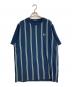 FRED PERRY（フレッドペリー）の古着「ストライプ クレープ ピケ Tシャツ」｜ネイビー