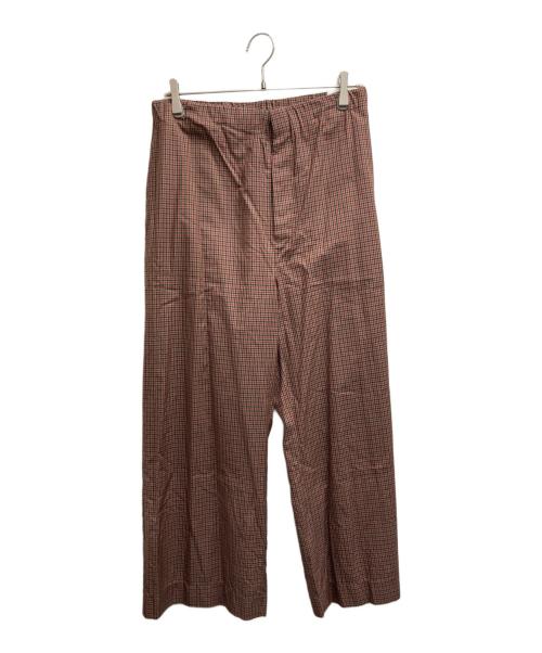 ATON（エイトン）ATON (エイトン) シルク混チェックパンツ レッド サイズ:２の古着・服飾アイテム