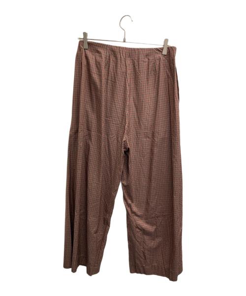 ATON（エイトン）ATON (エイトン) シルク混チェックパンツ レッド サイズ:２の古着・服飾アイテム