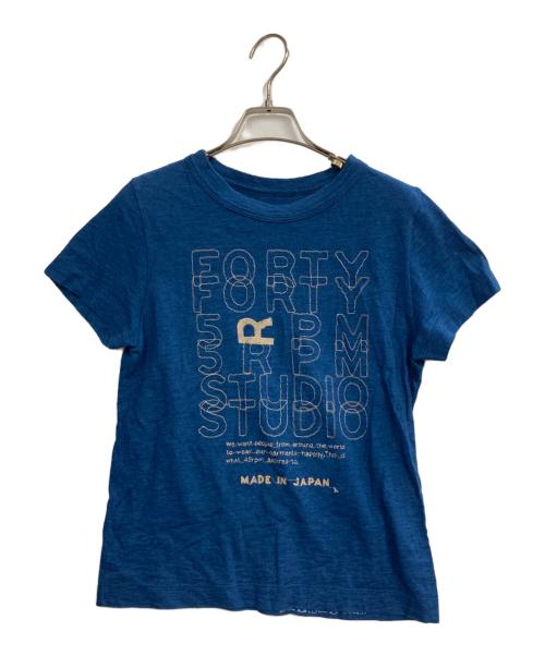 45R（フォーティファイブ・アール）45R (フォーティファイブ・アール) 刺繍ロゴ天竺Tシャツ インディゴ サイズ:2の古着・服飾アイテム