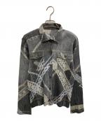 PLEATS PLEASEプリーツプリーズ）の古着「デニム転写プリーツシャツ」｜グレー