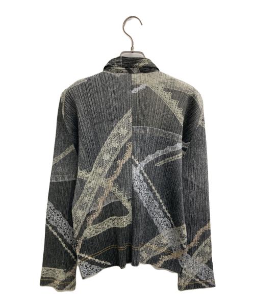 PLEATS PLEASE（プリーツプリーズ）PLEATS PLEASE (プリーツプリーズ) デニム転写プリーツシャツ グレー サイズ:3の古着・服飾アイテム