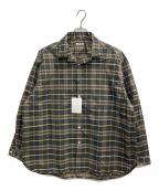 MANAVEマナベ）の古着「TUCK COLLAR SHIRT」｜グリーン