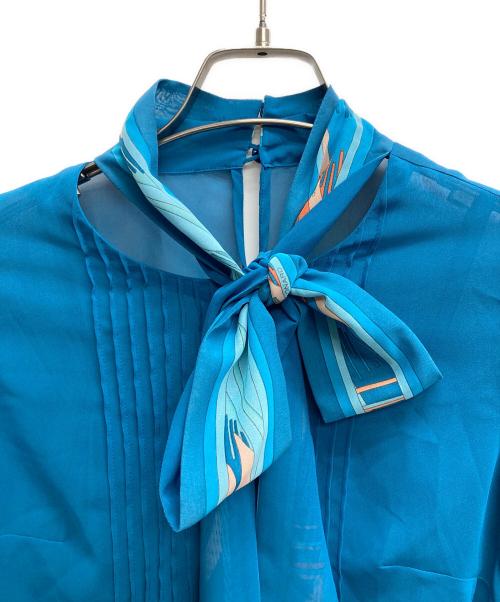 LEONARD（レオナール）LEONARD (レオナール) ボウタイブラウス ブルー サイズ:38の古着・服飾アイテム