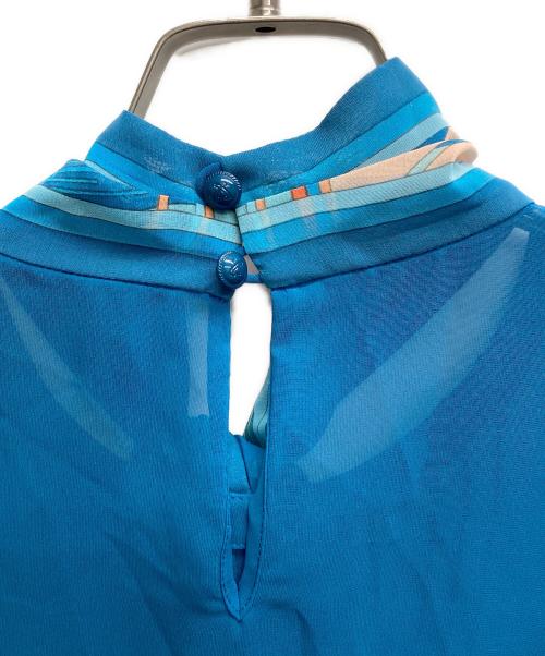 LEONARD（レオナール）LEONARD (レオナール) ボウタイブラウス ブルー サイズ:38の古着・服飾アイテム