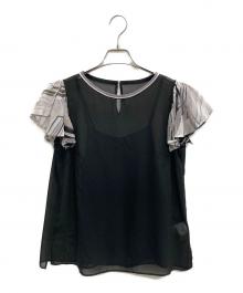 LEONARD（レオナール）の古着「袖フリルブラウス」｜ブラック