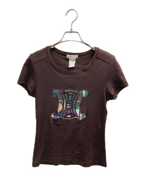 CELINE（セリーヌ）CELINE (セリーヌ) ロゴプリントTシャツ ブラウン サイズ:Ｍの古着・服飾アイテム