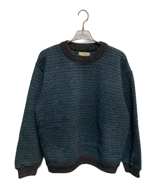 L.L.Bean（エルエルビーン）L.L.Bean (エルエルビーン) 80’sバーズアイニット グリーン×グレー サイズ:Lの古着・服飾アイテム