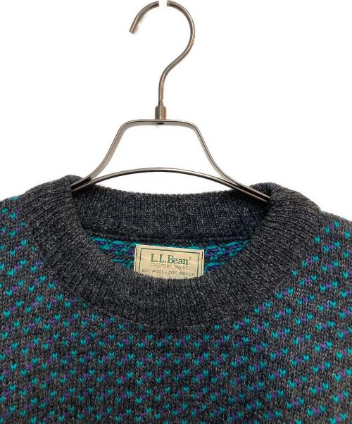 L.L.Bean（エルエルビーン）L.L.Bean (エルエルビーン) 80’sバーズアイニット グリーン×グレー サイズ:Lの古着・服飾アイテム