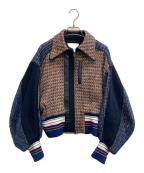 Mame Kurogouchiマメクロゴウチ）の古着「19AW Plaid Lame Tweed Bomber Jacket」｜オレンジ×ネイビー