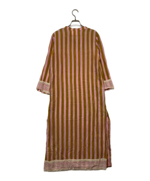 SZ Blockprints（エスゼットブロックプリント）SZ Blockprints (エスゼットブロックプリント) Ron Herman (ロンハーマン) 別注カフタンドレス ブラウン×ピンク サイズ:Sの古着・服飾アイテム