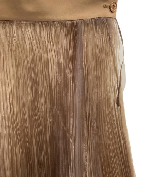 HYKE（ハイク）HYKE (ハイク) チュールプリーツロングスカート ブラウン サイズ:2の古着・服飾アイテム