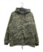BACK CHANNELバックチャンネル）の古着「ゴーストライオンカモ中綿ジャケット」｜カーキ