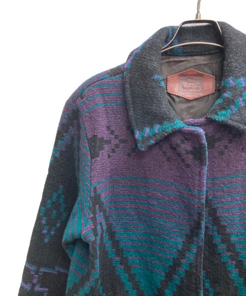 WOOLRICH（ウールリッチ）WOOLRICH (ウールリッチ) ネイティブ柄ステンカラーコート ブラック サイズ:Lの古着・服飾アイテム