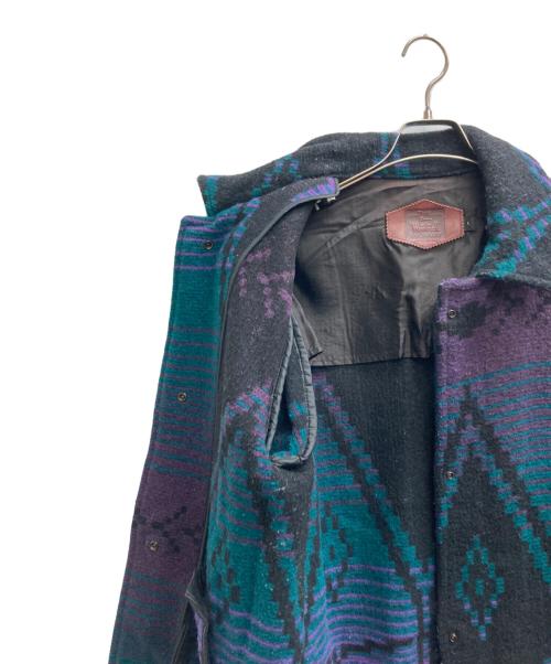 WOOLRICH（ウールリッチ）WOOLRICH (ウールリッチ) ネイティブ柄ステンカラーコート ブラック サイズ:Lの古着・服飾アイテム