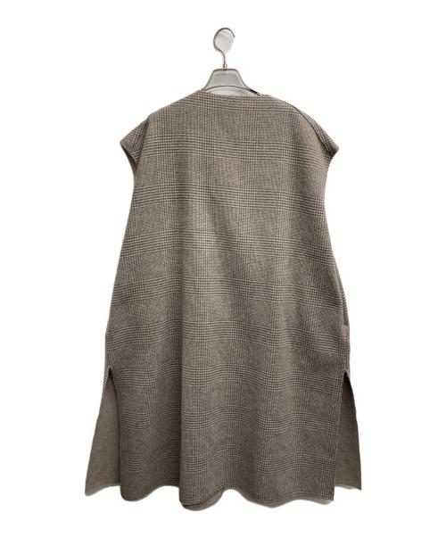 YORI（ヨリ）yori (ヨリ) チェックロングジレ ベージュ サイズ:記載なしの古着・服飾アイテム