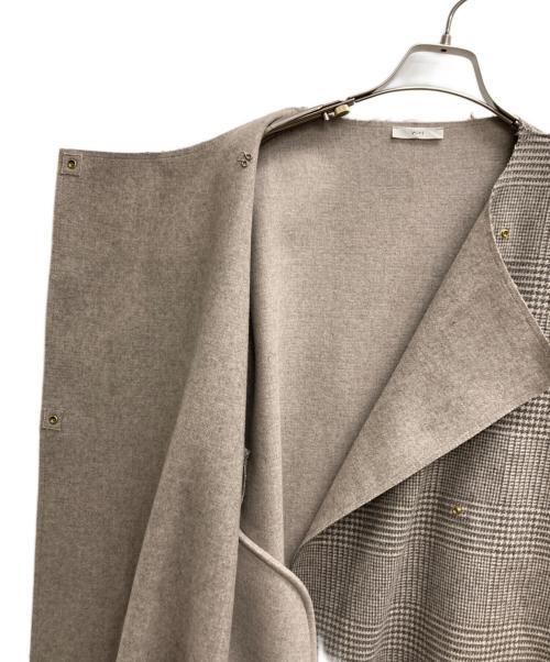 YORI（ヨリ）yori (ヨリ) チェックロングジレ ベージュ サイズ:記載なしの古着・服飾アイテム