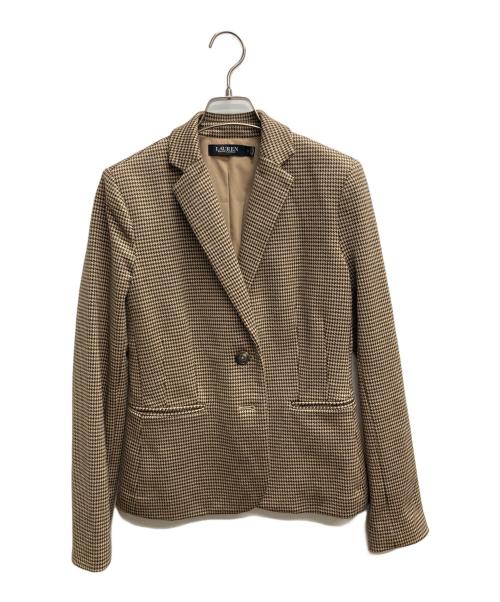 LAUREN RALPH LAUREN（ローレンラルフローレン）LAUREN RALPH LAUREN (ローレンラルフローレン) 千鳥柄テーラードジャケット ブラウン サイズ:Sの古着・服飾アイテム