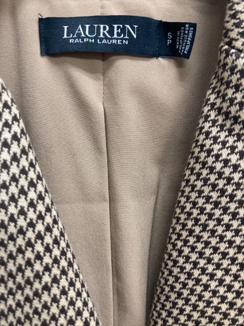 LAUREN RALPH LAUREN（ローレンラルフローレン）LAUREN RALPH LAUREN (ローレンラルフローレン) 千鳥柄テーラードジャケット ブラウン サイズ:Sの古着・服飾アイテム