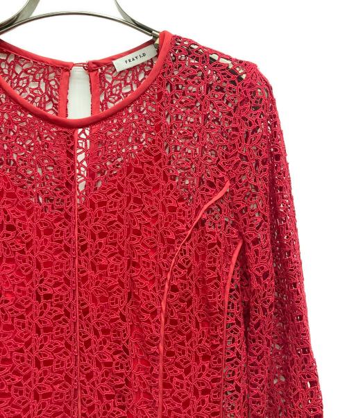 FRAY ID（フレイ アイディー）FRAY ID (フレイ アイディー) リーフレースパネルワンピース レッド 未使用品の古着・服飾アイテム